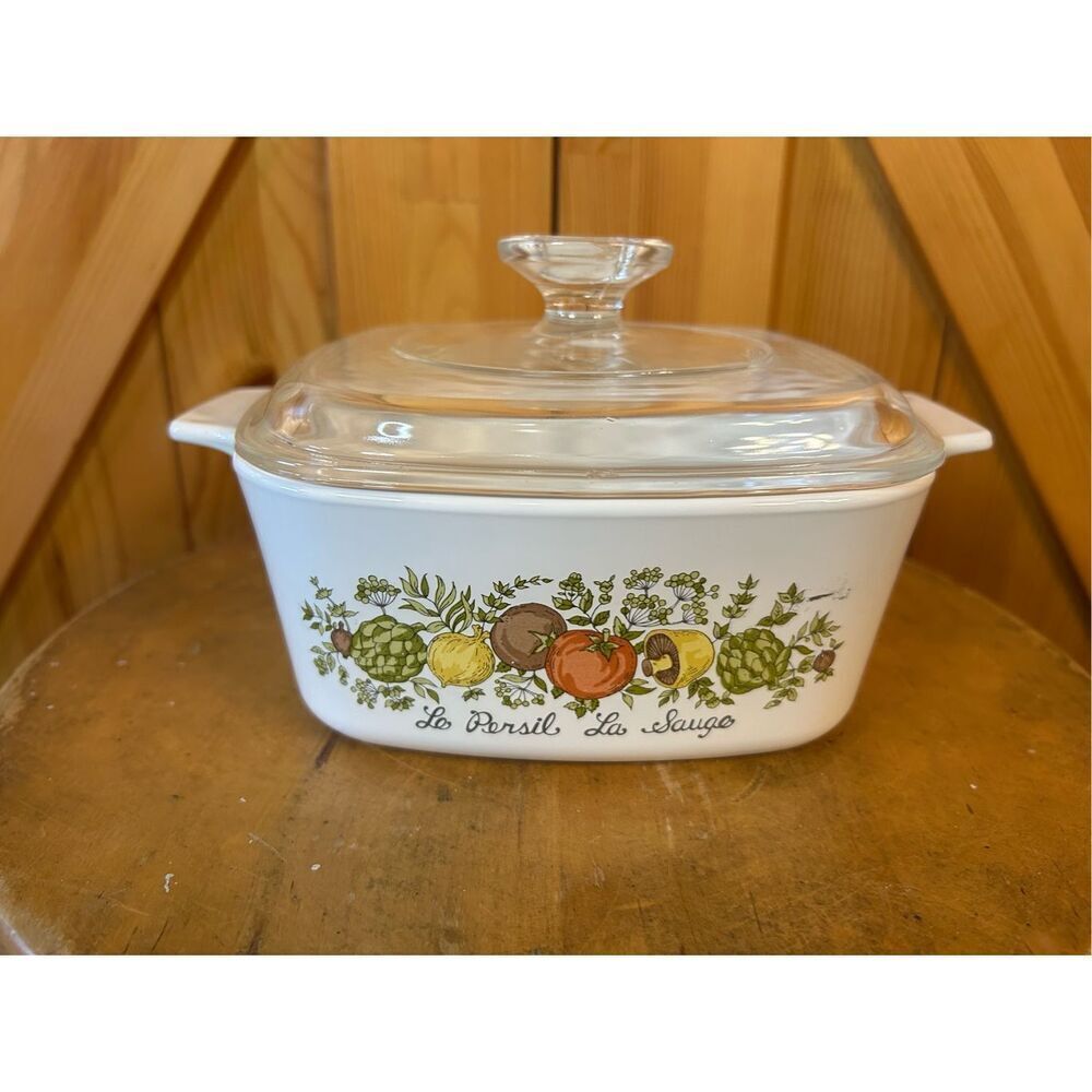 Vintage Corning Ware LE PERSIL LA SAUGE A-1 1/2 -B 1 1/2 w/ Pyrex A 7 C Lid (845